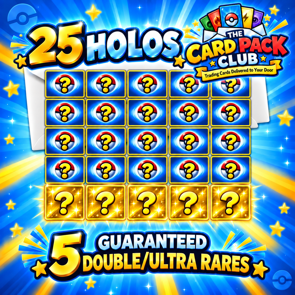 25 Holographic Pokémon Cards - Guaranteed 5 Ultra Rares